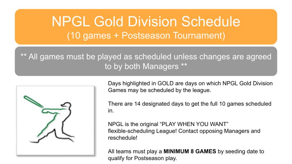2025 Gold Schedule