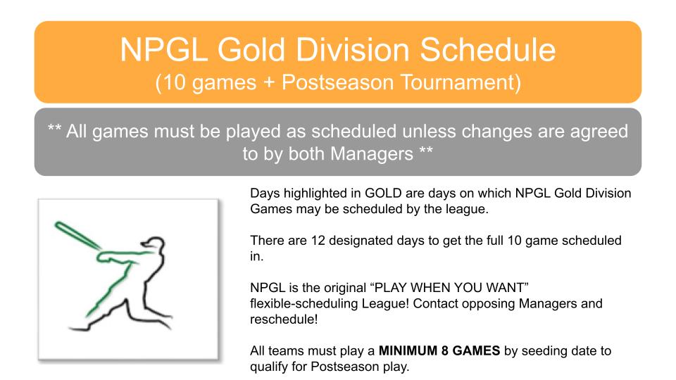 2026 Gold Schedule