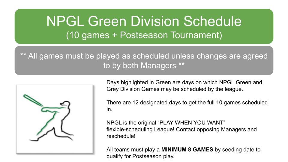 2026 Green Schedule